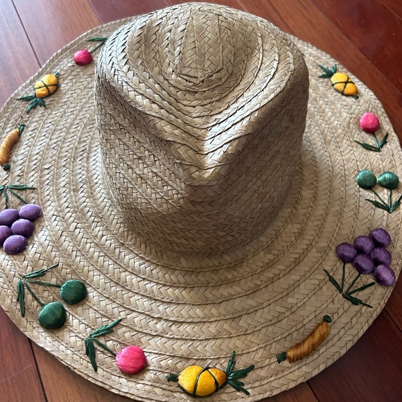 22” custom made fedora fruit hat sun hat wide brim hat EUC ! - Picture 7 of 9